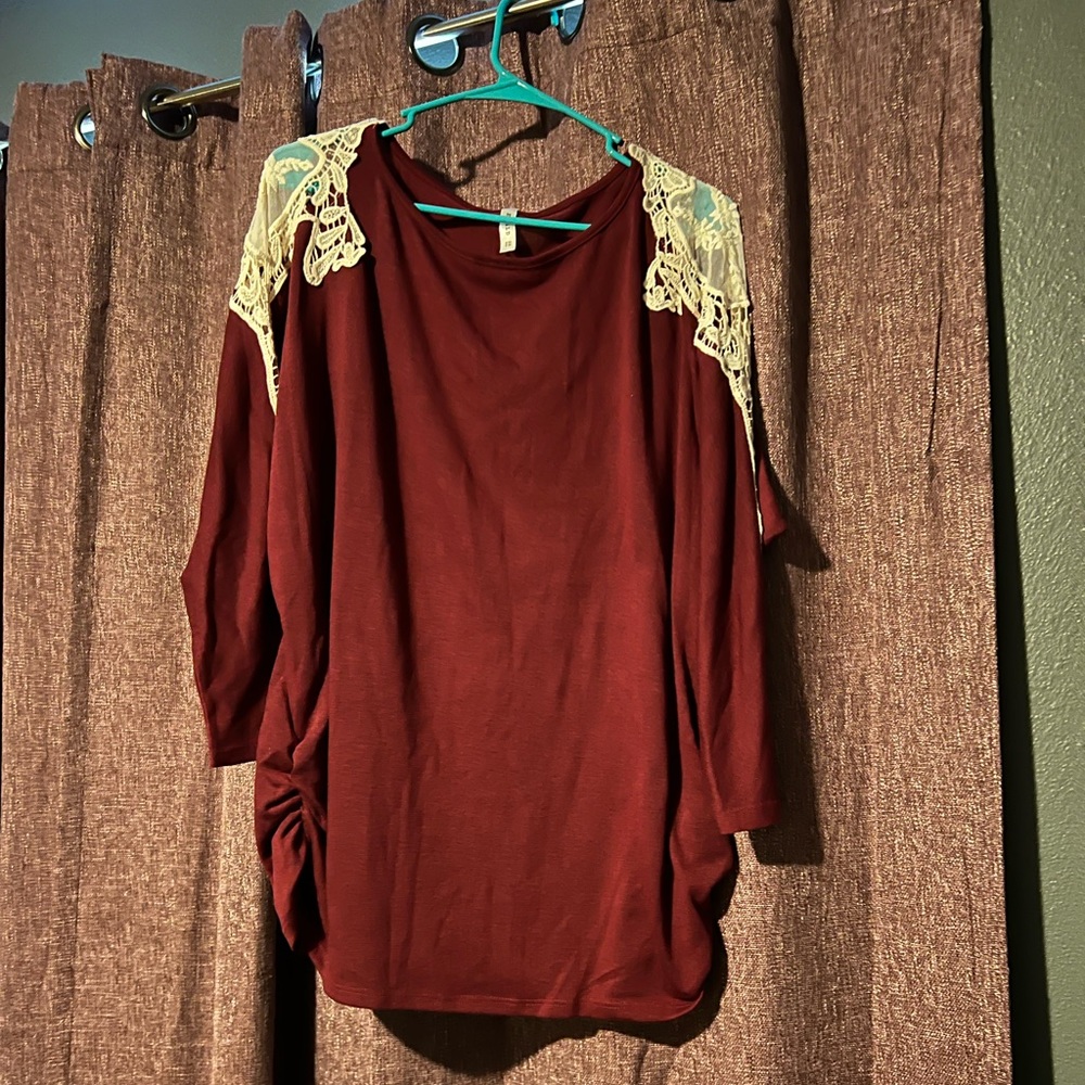 Emerald Maroon LS Shirt Plus 2X